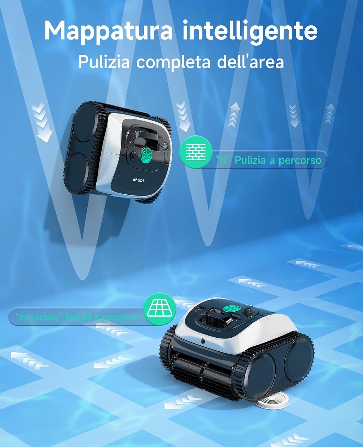 WYBOT C1 - Robot Piscina Senza Fili con Pianificazione Intelligente del Percorso