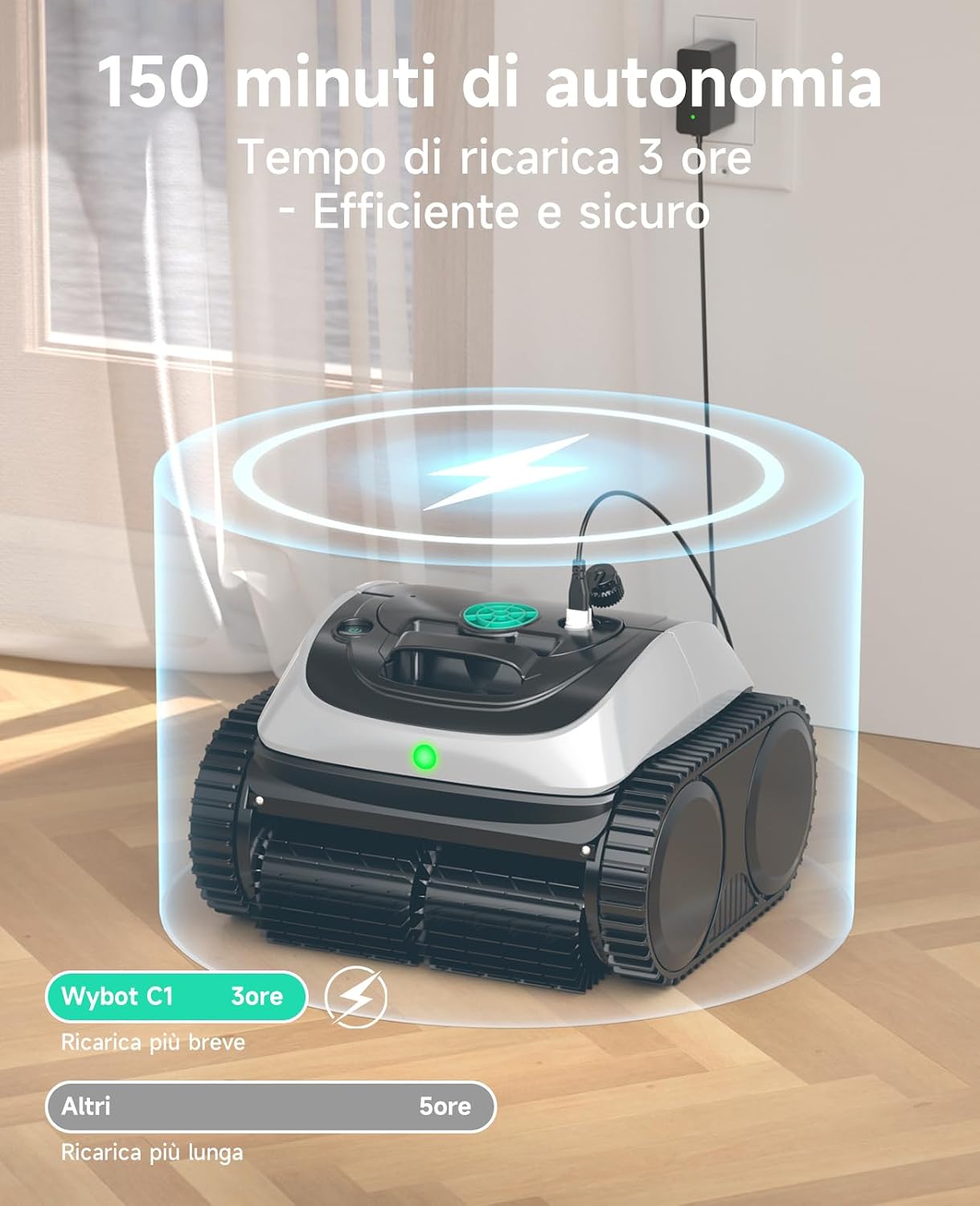 WYBOT C1 - Robot Piscina Senza Fili con Pianificazione Intelligente del Percorso