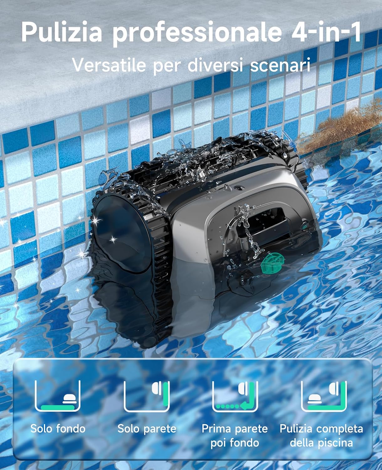 WYBOT C1 – Robot Pulitore Piscina Senza Fili con Percorso Intelligente