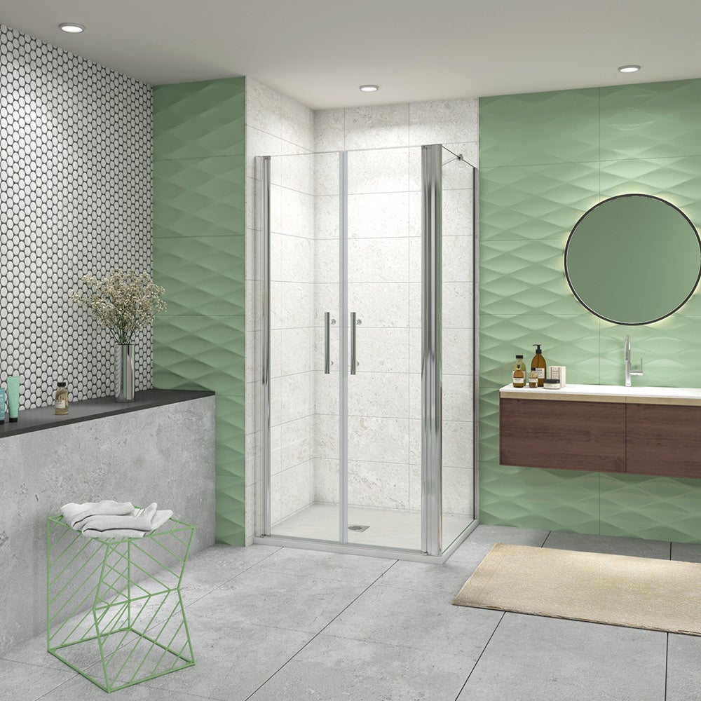 Box Doccia Angolare 100x70 cm con Porta Saloon - Vetro Temperato 6 mm Anticalcare, Cromo Lucido