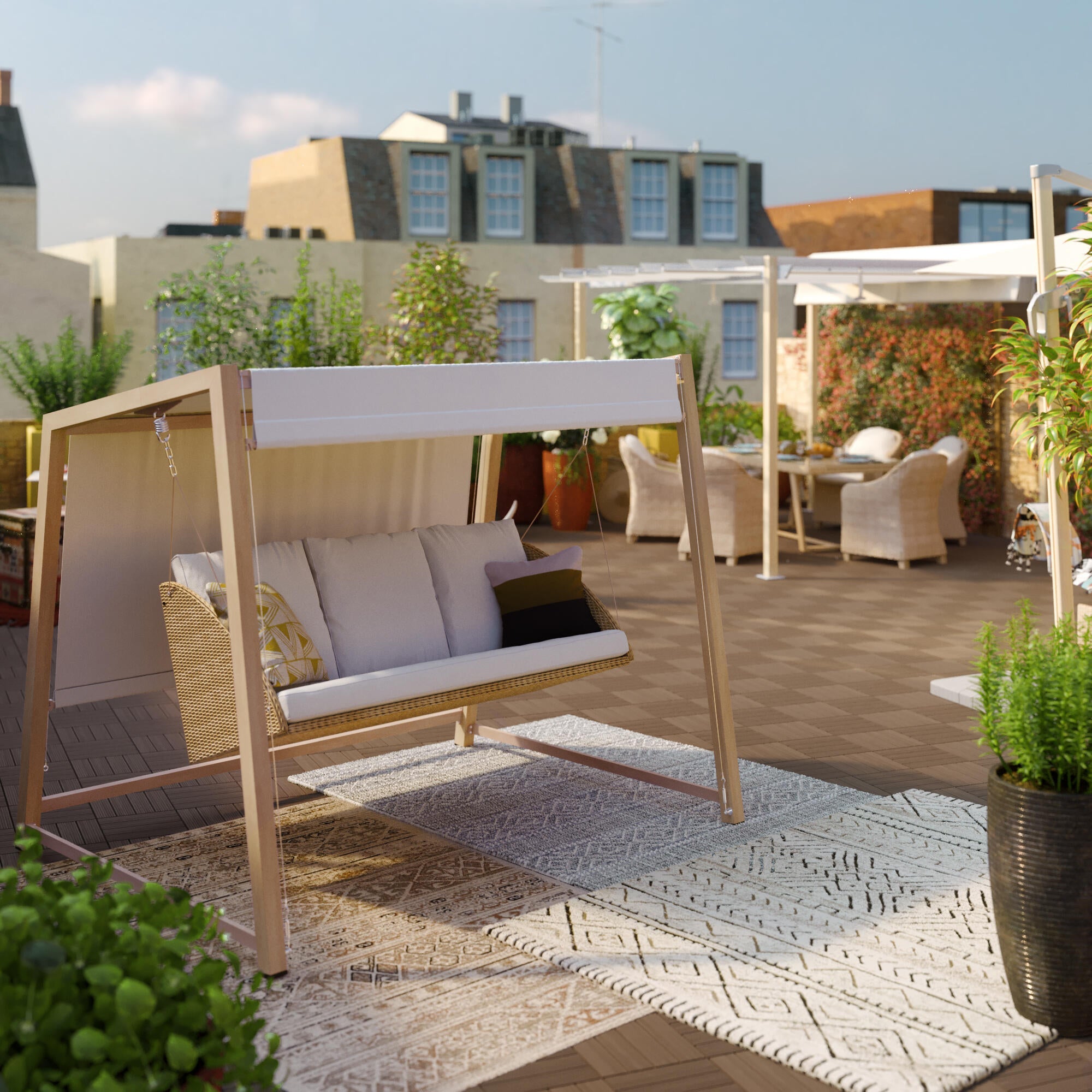 Pergola Autoportante in Alluminio Effetto Legno Omega Naterial 3x4m