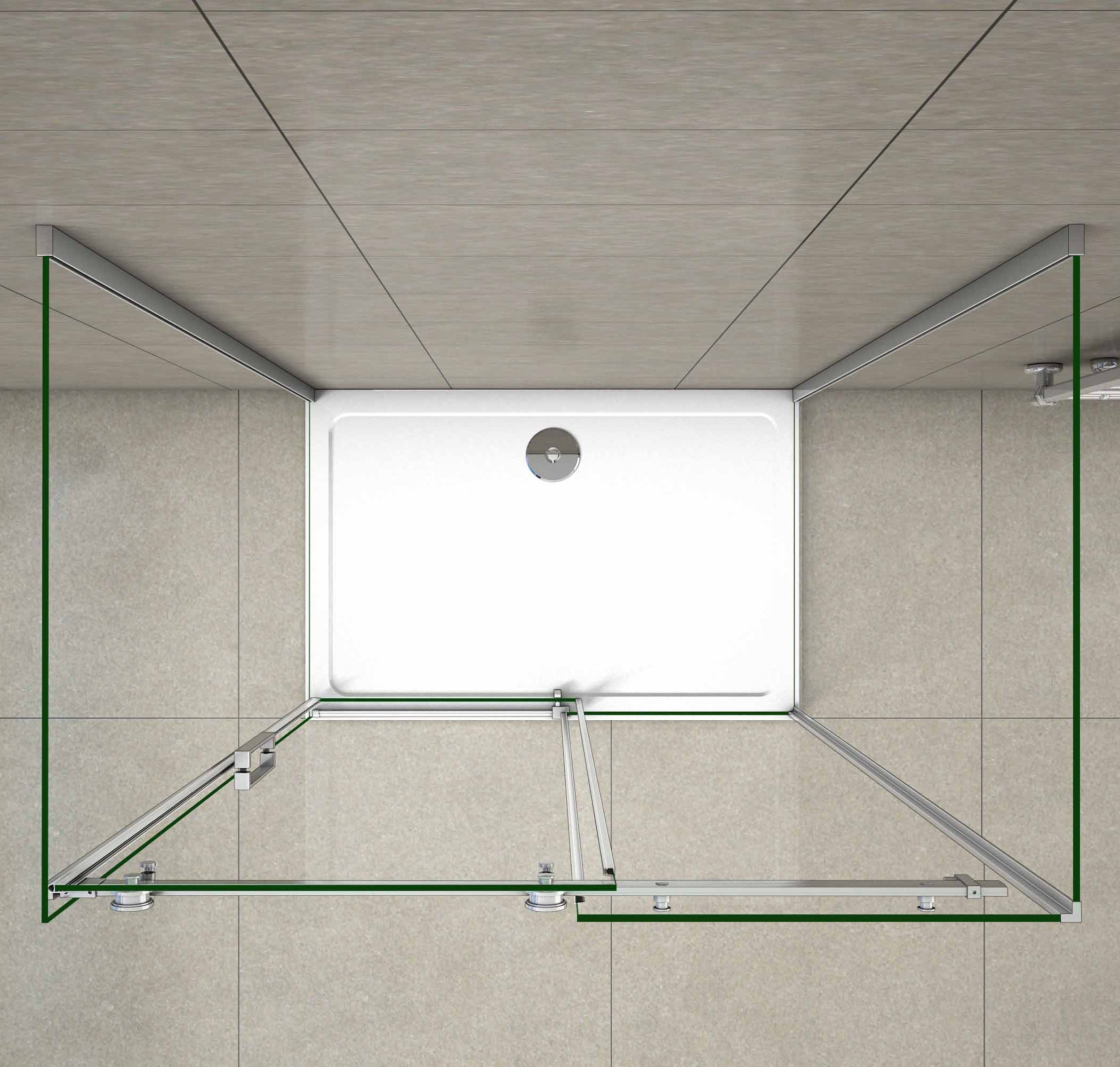Box doccia a tre lati scorrevole 120x80x80 cm in vetro temperato anticalcare con telaio cromato, h 195 cm