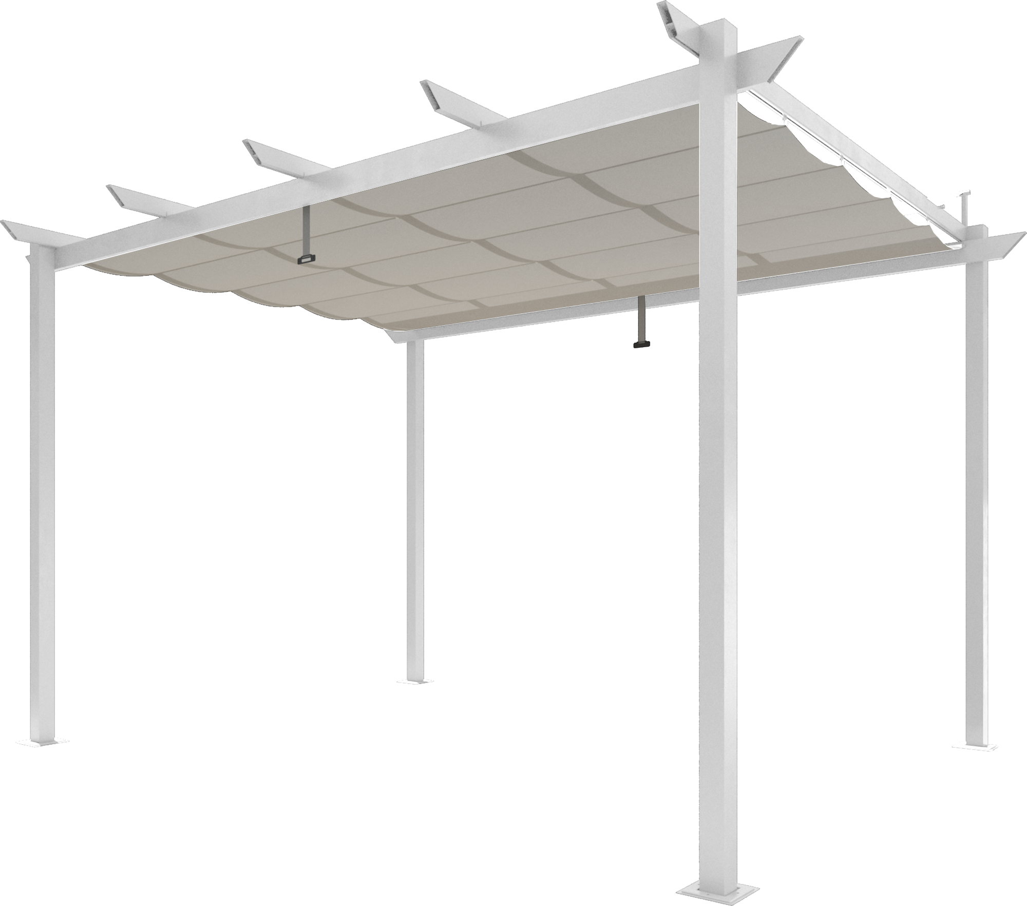 Pergola autoportante in alluminio bianco 3x4 m con copertura scorrevole - Omega Naterial