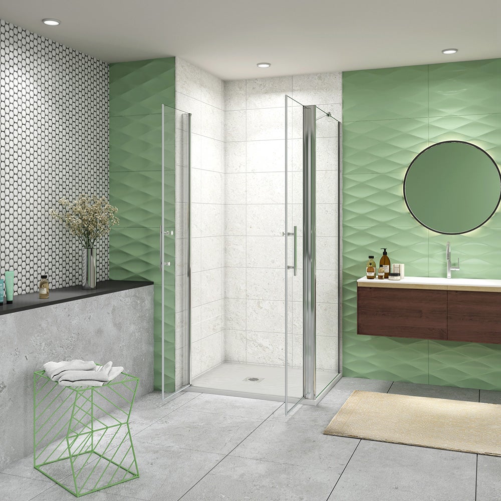Box Doccia Angolare 100x70 cm con Porta Saloon - Vetro Temperato 6 mm Anticalcare, Cromo Lucido