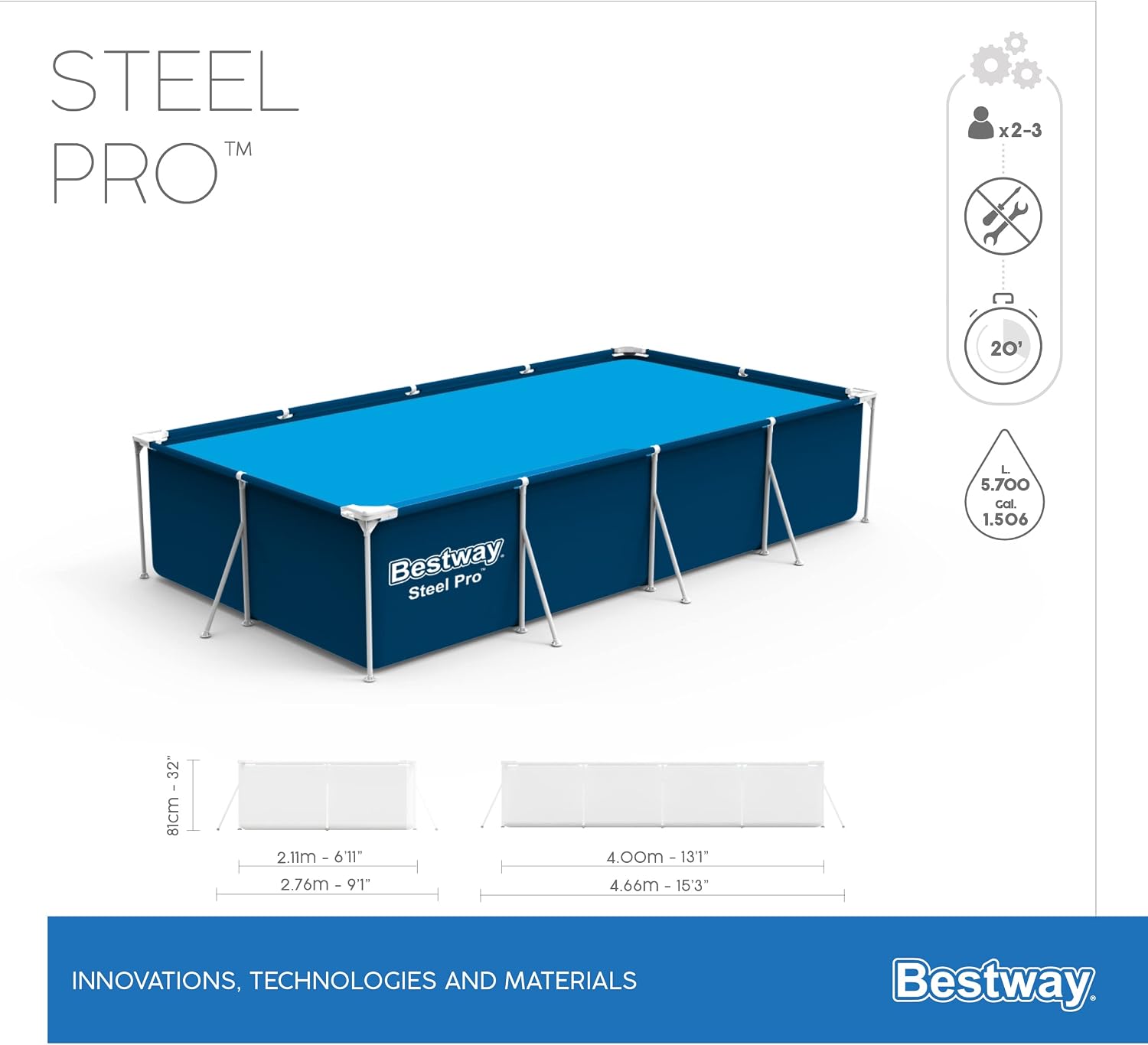 Bestway Piscina Fuoriterra 400 x 211 x 81 cm