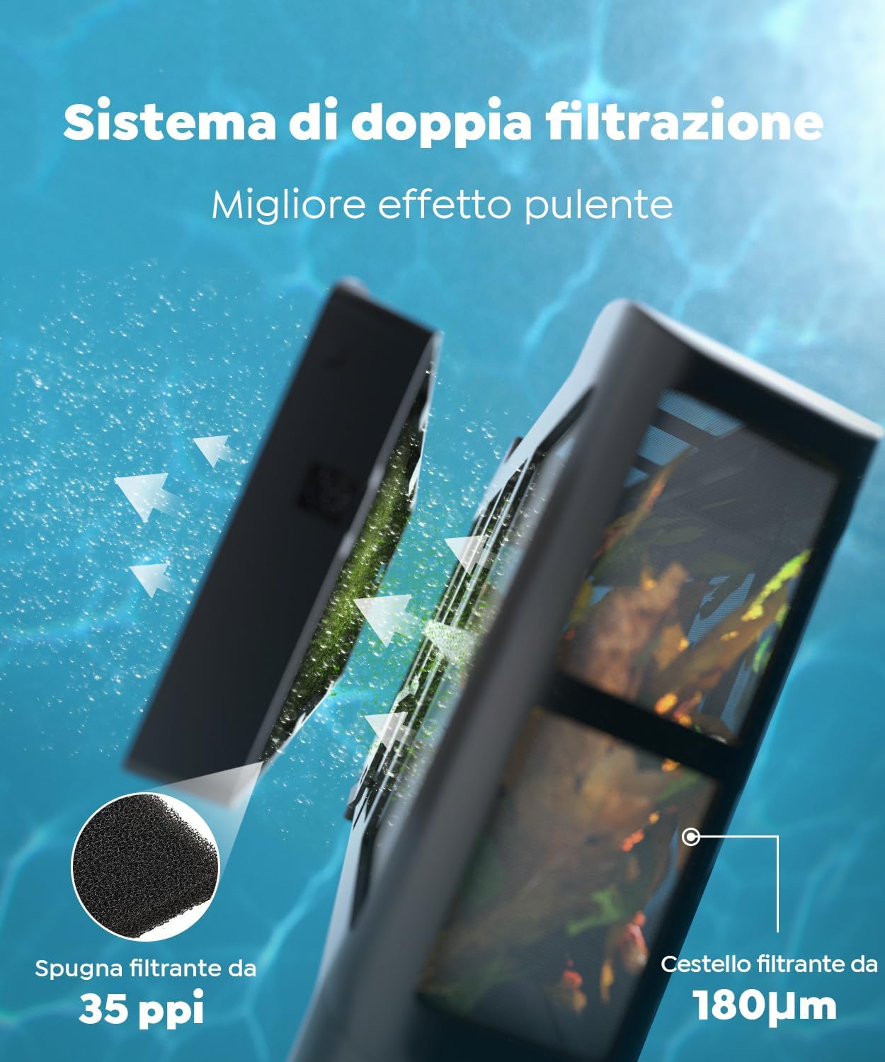 Robot Piscina C1 Senza Fili — Pulisce Fondo e Pareti fino a 150 m²