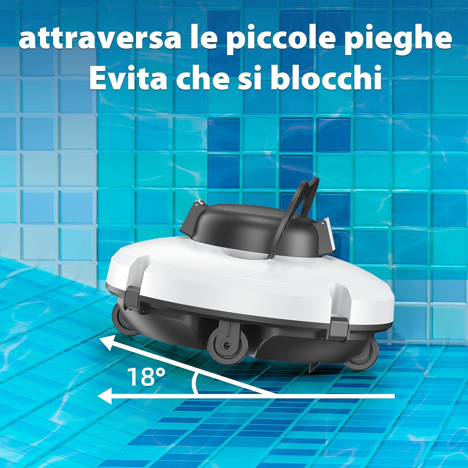 Redkey S100 Robot Pulitore per Piscina Cordless — 200 Minuti di Autonomia, Parcheggio Automatico