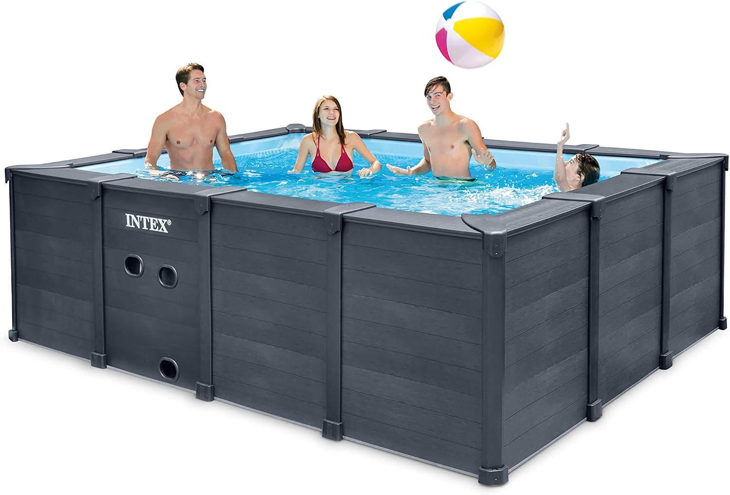 Intex 26396NP Piscina Graphite Gray Panel Rettangolare 400x300x124 cm con Pompa a Sabbia