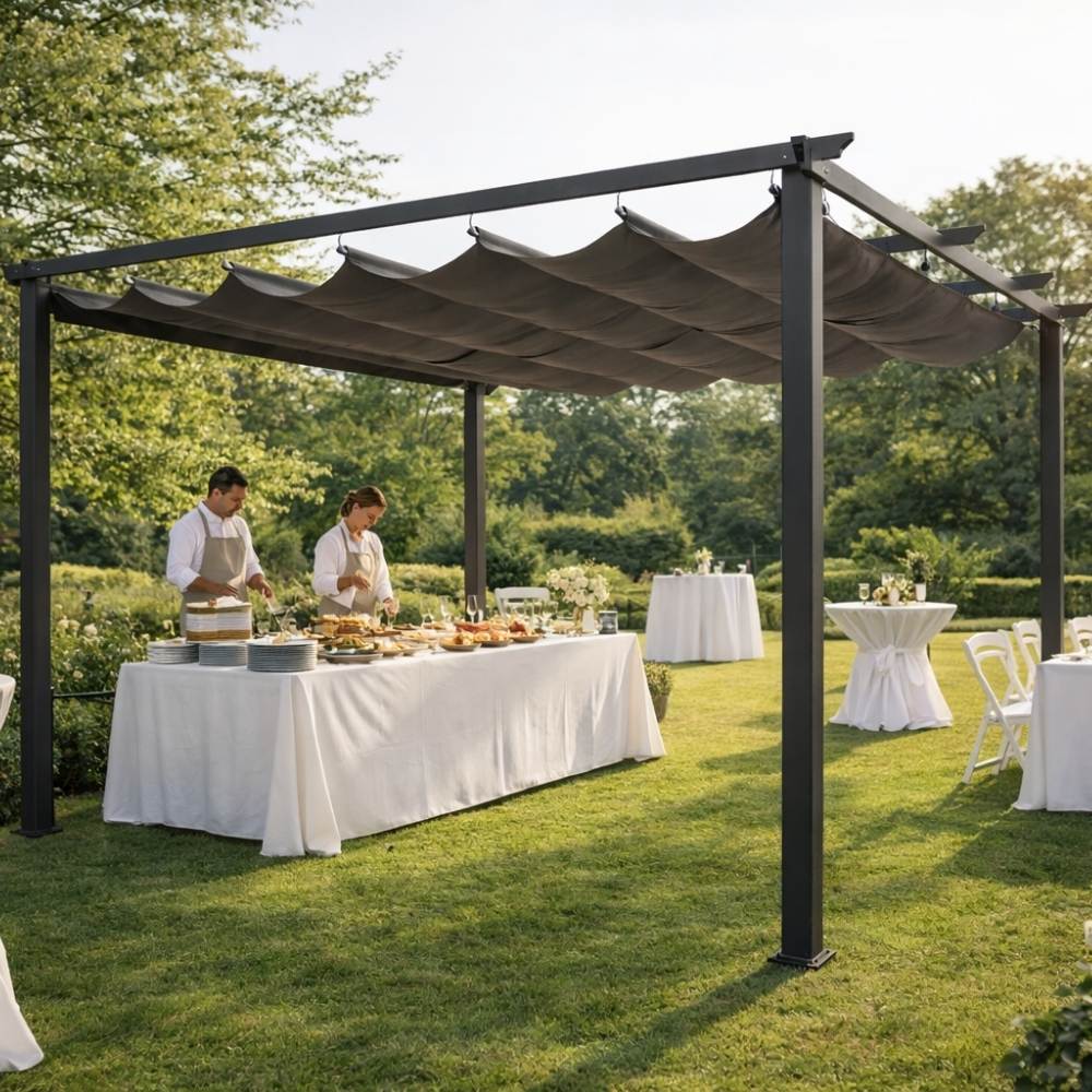 Pergola da Giardino 4x4 con Tetto Retrattile - Struttura in Alluminio Antracite