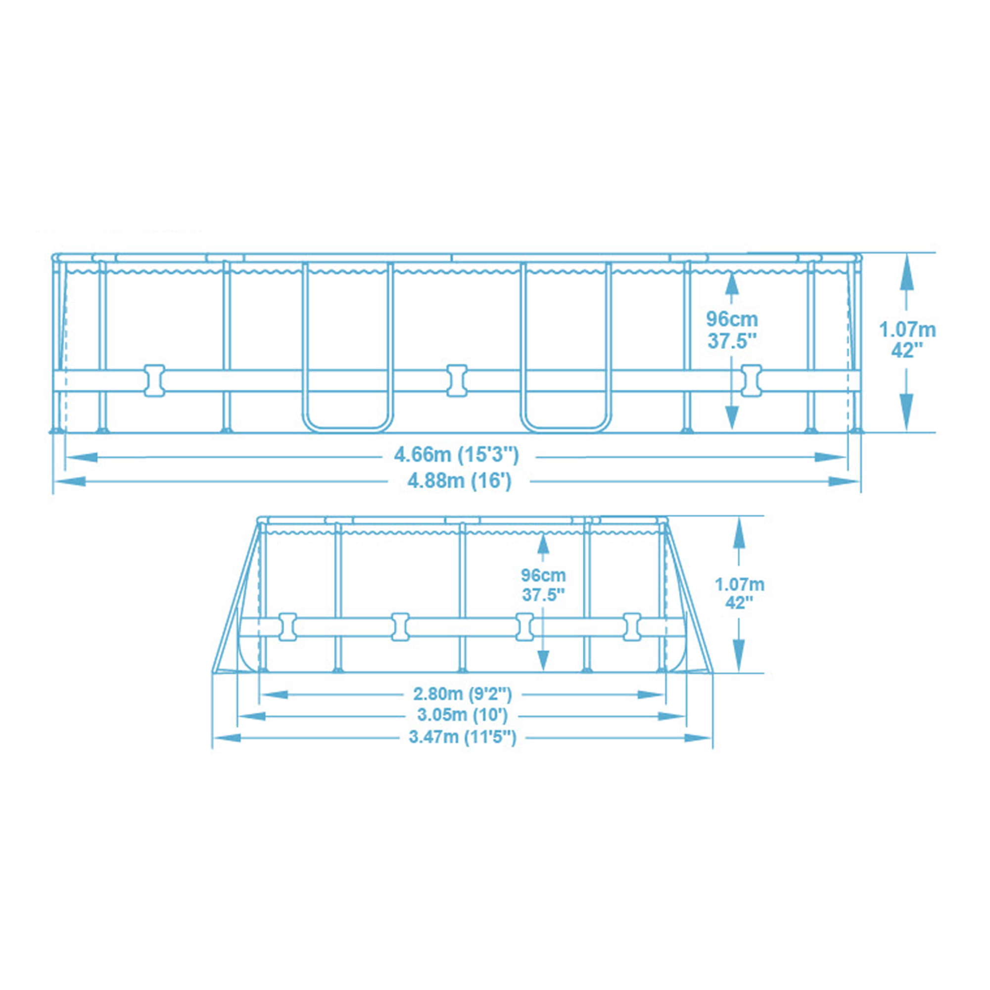 Piscina fuori terra tubolare Bestway Swimvista - 4.88 x 3.05 x 1.07 m
