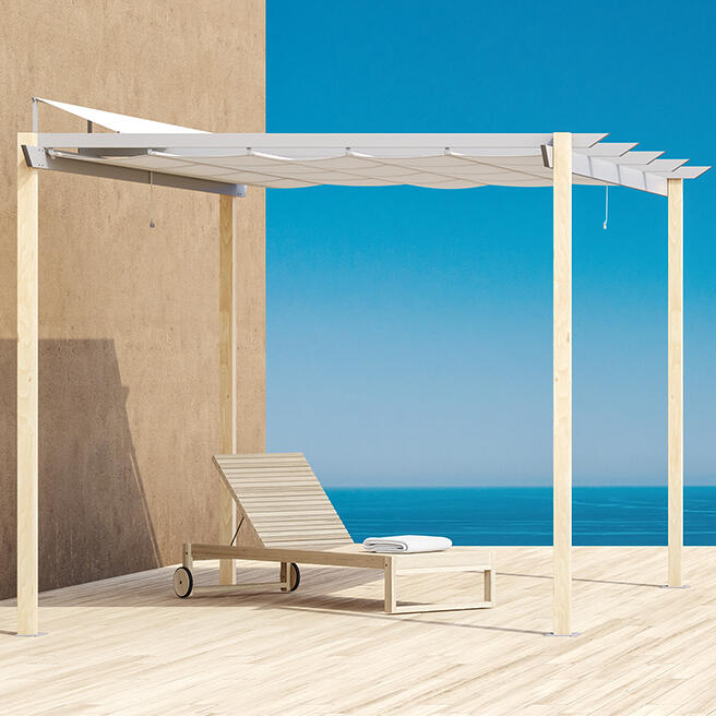 Pergola Autoportante in Alluminio Effetto Legno Omega Naterial 3x4m