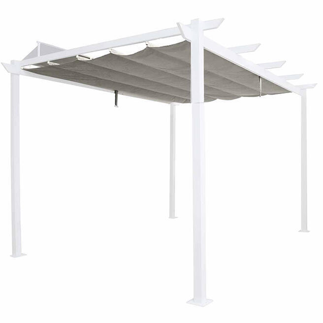 Pergola autoportante in alluminio bianco 3x4 m con copertura scorrevole - Omega Naterial